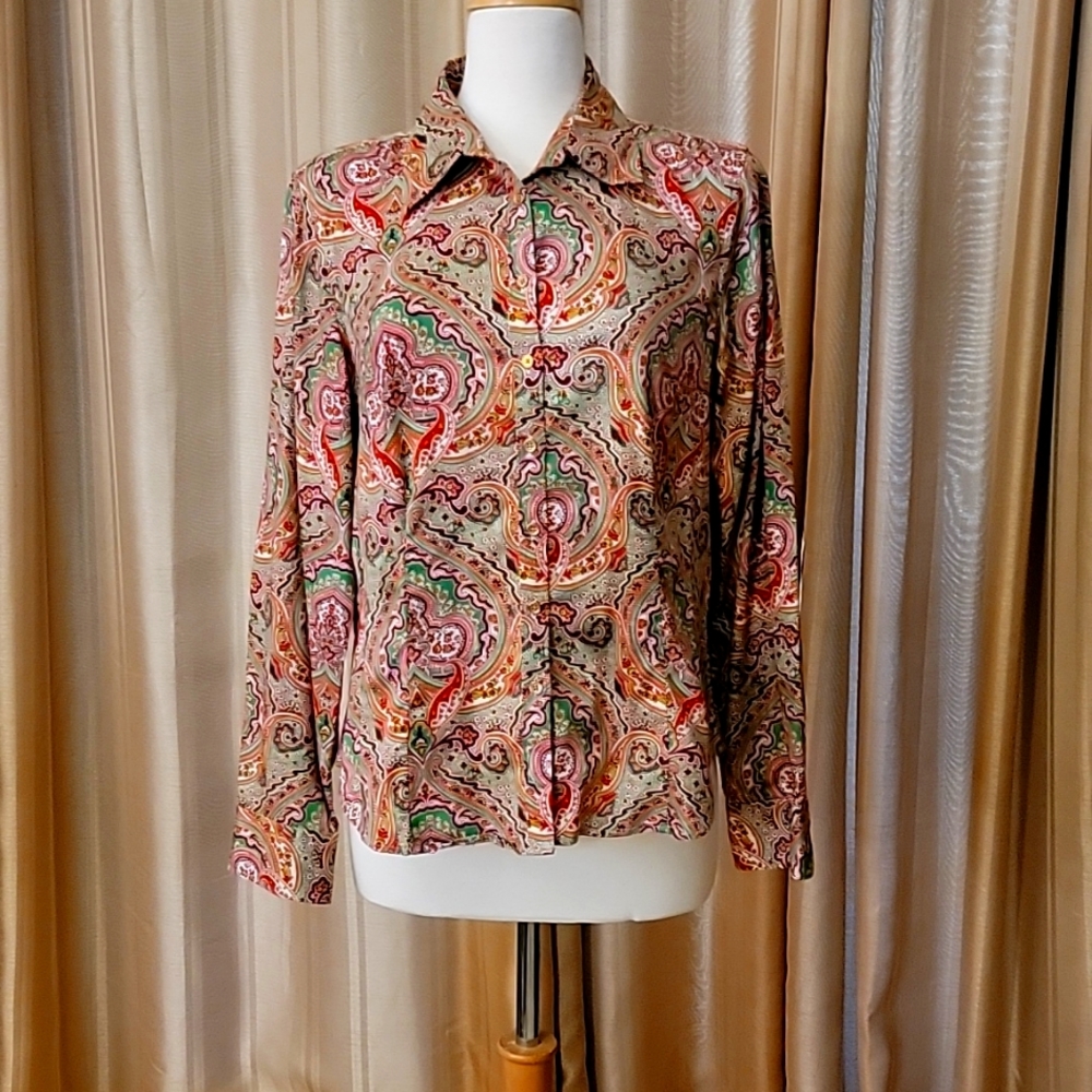Talbots Women's Paisley blouse 14P